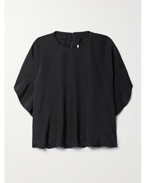 FFORME Kaia Draped Cape-Effect Silk-Crepe Top - Black