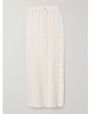 SARA CRISTINA Sun Pearl-Embellished Crocheted Cotton Maxi Skirt - White
