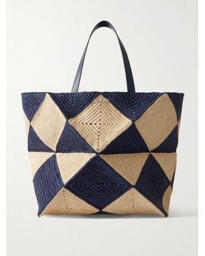 Loewe Sac À Main En Raphia À Finitions En Cuir Puzzle Fold Xxl X Paula's Ibiza - Bleu