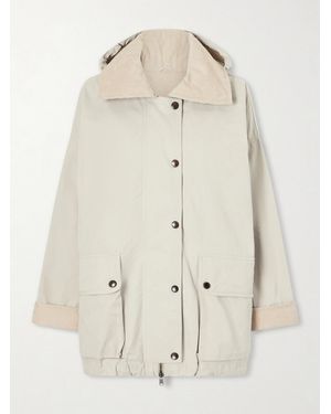 Brunello Cucinelli Corduroy-Trimmed Cotton And Linen-Blend Coat - Natural