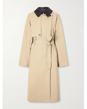 Bottega Veneta Belted Leather-Trimmed Cotton Trench Coat - Natural