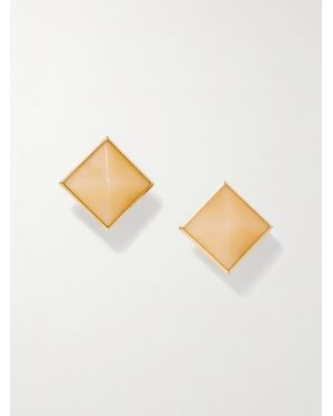 Saint Laurent Tone Resin Clip Earrings - White