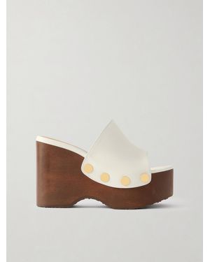 Gianvito Rossi Ardèa 60 Studded Leather Platform Wedge Mules - Brown