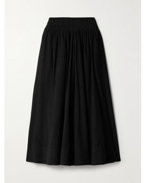 Suzie Kondi The Kyria Pleated Cotton-Corduroy Midi Skirt - Black