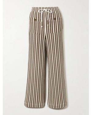 Veronica Beard Zosia Striped Knitted Wide-Leg Trousers - White