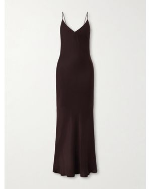 Anine Bing Laurel Silk-Blend Satin Maxi Dress - Brown