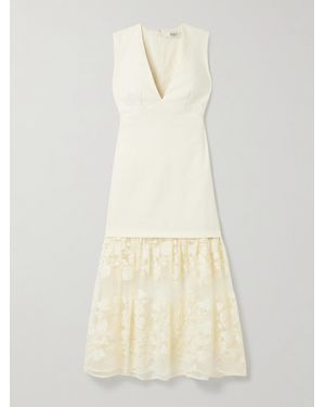 Sea Arielle Linen And Cotton-Blend And Embroidered Tulle Midi Dress - Natural