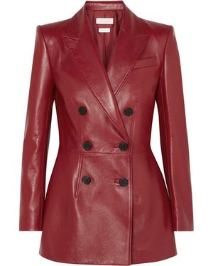 McQueen Double-breasted Leather Blazer - Red
