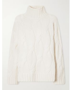 Loulou de Saison Wara Cable-Knit Cashmere Turtleneck Jumper - White