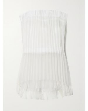 Interior The Briony Strapless Pleated Layered Silk-Organza And Mesh Top - White