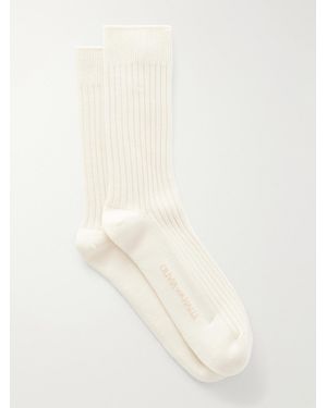 Olivia Von Halle Spencer Ribbed Silk And Cashmere-Blend Socks - Natural