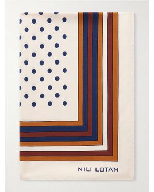 Nili Lotan Vintage Polka-Dots Silk Scarf - Natural