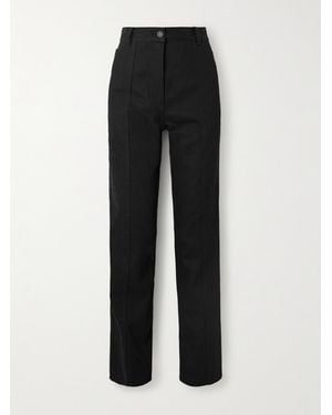 Cecilie Bahnsen Bliss Embroidered Cotton-Gabardine Straight-Leg Trousers - Black