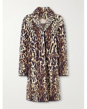 Marni Leopard-Jacquard Virgin Wool Coat - White