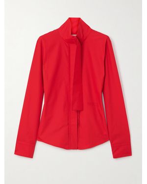 Patou Tie-Neck Cotton-Poplin Blouse - Red