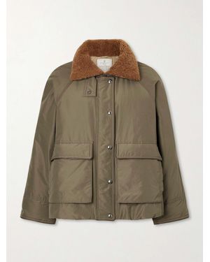 Brunello Cucinelli Shearling-Trimmed Padded Cotton-Blend Down Jacket - Green
