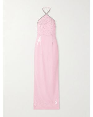 Rebecca Vallance Lydia Embellished Chiffon Halterneck Gown - Pink
