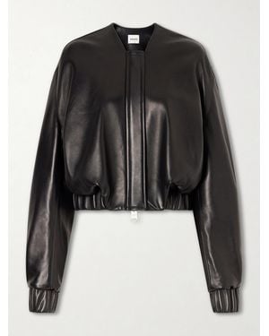 KHAITE Cordan Cropped Leather Jacket - Black