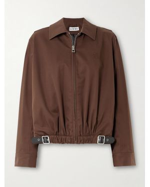 Loewe Leather-Trimmed Cotton And Silk-Blend Twill Bomber Jacket - Brown