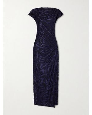 Isabel Marant Ladan Gathered Fil Coupé Jersey Midi Dress - Blue