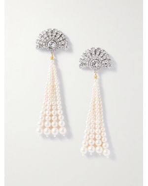 Jennifer Behr Winifred Rhodium-Plated, Crystal And Faux Pearl Earrings - White
