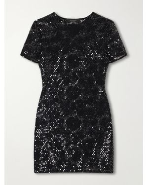 Gucci Embroidered Sequined Mini Dress - Black