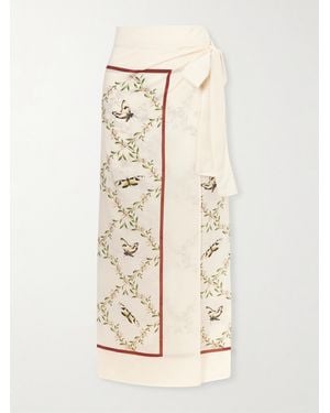 Agua Bendita Floral-Print Wrap Cotton And Silk-Blend Coverup - Natural