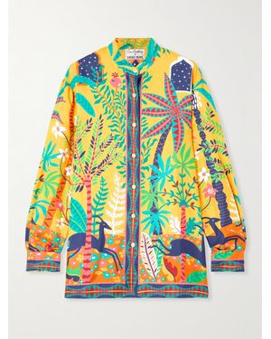 Emporio Sirenuse Louis Barthélemy Kelsy Hemd Aus Bedrucktem Seiden-Twill - Gelb