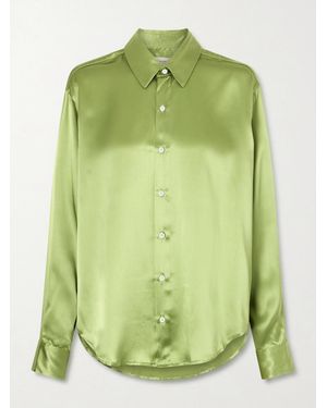 Comme Si La Classica Silk-Charmeuse Shirt - Green
