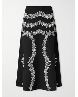 Ulla Johnson Jupe Midi En Jacquard Fleuri Valencia - Noir