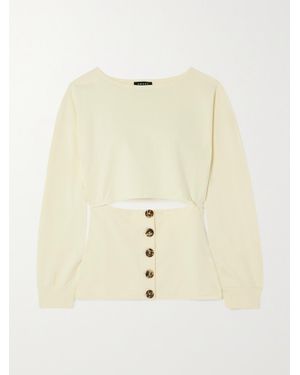 A.W.A.K.E. MODE Button-Embellished Cutout Organic Cotton-Jersey Sweatshirt - Natural