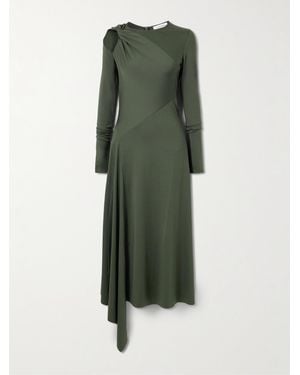 Victoria Beckham Asymmetrisches Midikleid Stretch-Jersey Mit Twist-Detail Und Cut-Out - Grün