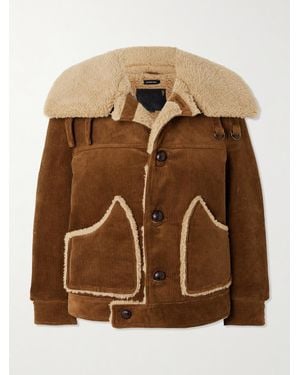 R13 Faux Shearling-Lined Cotton-Corduroy Jacket - Brown