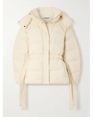 Ganni Oversized-Jacke Aus Gestepptem, Technischem Seersucker Mit Wattierung Und Kapuze - Natur