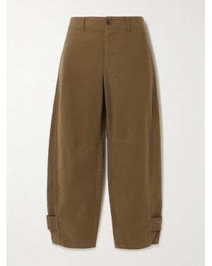FRAME The Twisted Cotton-Twill Tapered Trousers - Green