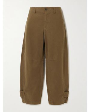 FRAME The Twisted Cotton-Twill Tapered Pants - Green