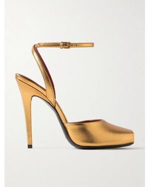 Saint Laurent La Scandale Metallic Leather Sandals