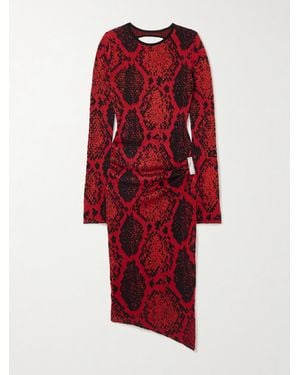 The Attico Rückenfreies Midikleid Aus Jacquard-Strick Mit Raffung - Rot