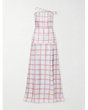 Emilia Wickstead Estella Pleated Checked Silk-Twill Gown - White