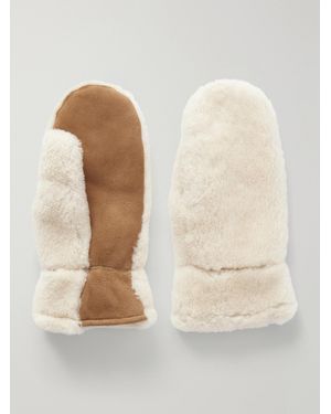 Yves Salomon Shearling-Trimmed Suede Gloves - Natural