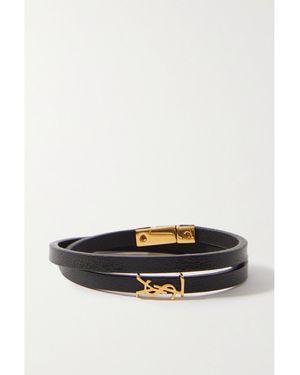 Saint Laurent Opyum Leather And-Tone Bracelet - White