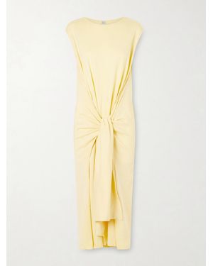 TOTEME Tie-Detailed Cotton Midi Dress - Yellow