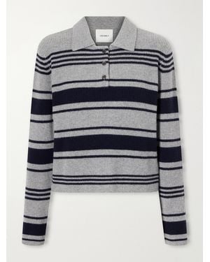 Lisa Yang Tinna Striped Ribbed Cashmere Jumper - Grey