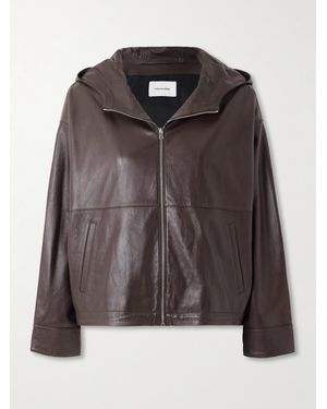 Yves Salomon Leather Hooded Jacket - Black