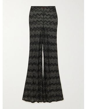 Missoni Metallic Crochet-Knit Flared Trousers - Black