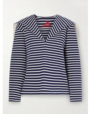 Les Vacances d'Irina Seaman Striped Cotton-Jersey Blouse - Blue