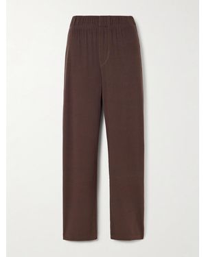 ÉTERNE Lounge Ribbed Stretch-Jersey Staight-Leg Trousers - Brown