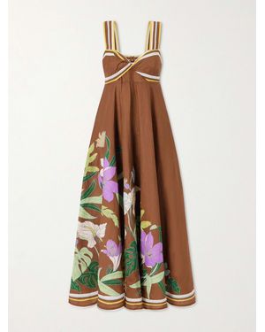 ALÉMAIS Alfie Floral-Print Linen Midi Dress - White