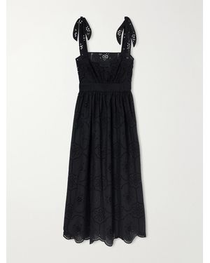 Matteau Broderie Apron Broderie Anglaise Cotton Midi Dress - Black