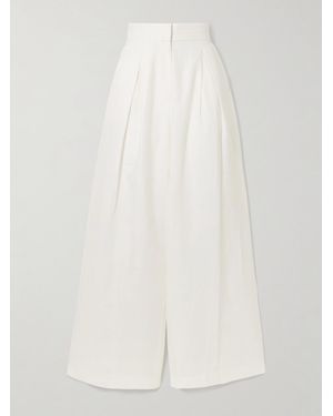 ANDRES OTALORA Kushi Pleated Linen Wide-Leg Trousers - White